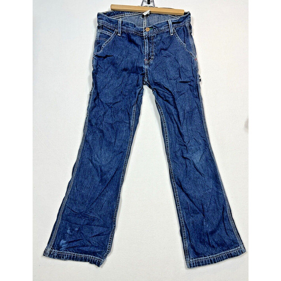 Tommy Hilfiger Carpenter Pants‎ women's 9 Y2K Blue Pockets Denim Straight Leg - Picture 1 of 6